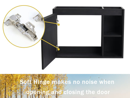28" Wall Mounted Bathroom Vanity With Sink & Soft Close Door - Black Chestnut