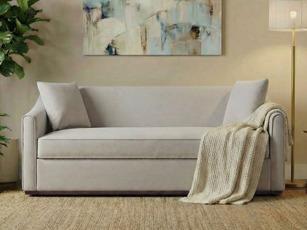 3 Seater Sofa With Wrap Around Armrests And Throw Pillows