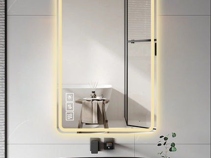 LED Bathroom Mirror Vanity Mirrors With Front Lights Wall Mounted Anti-Fog Frameless Make Up Mirror With Light Copper Free Silver Mirror Horizontal Or Vertical - Silver