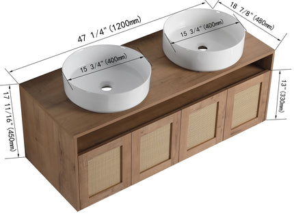 Bathroom Vanity & Art Sink, 2 Soft Close Doors, Float Mounting Design
