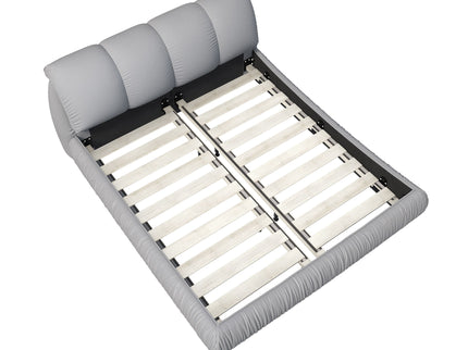 Luxury Upholstered Platform Bed With Oversized Padded Backrest And Solid Wood Frame