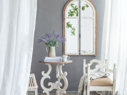 Harlow - Bench, Farmhouse / French Country Style Vanity Chair - Beige / White