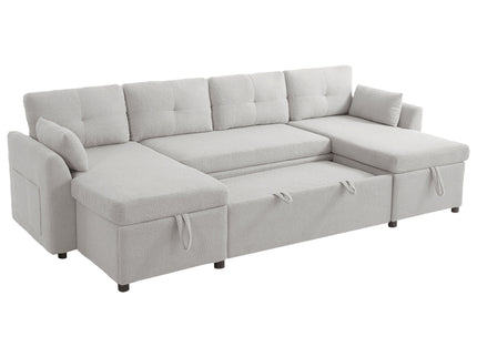 U-Shaped Sectional Sofa Bed With Storage And USB Ports