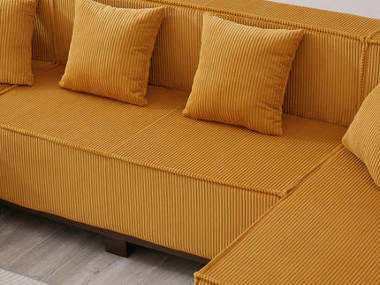 U-Shaped Sectional Sofa With RGB LED Light Strip And 6 Pillows