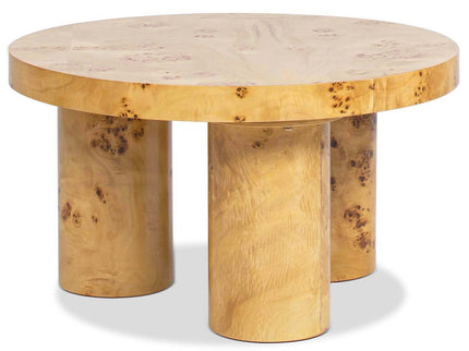 Nebula - Round Pillar Leg Coffee Table - Warm Natural Brown Burl