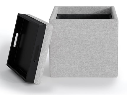 Rockwood - Upholstered Cube Storage Ottoman With Tray