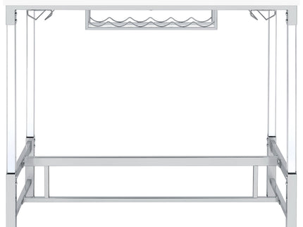 Tonneson - Bar Table With Trestle Base And Wine Storage - White