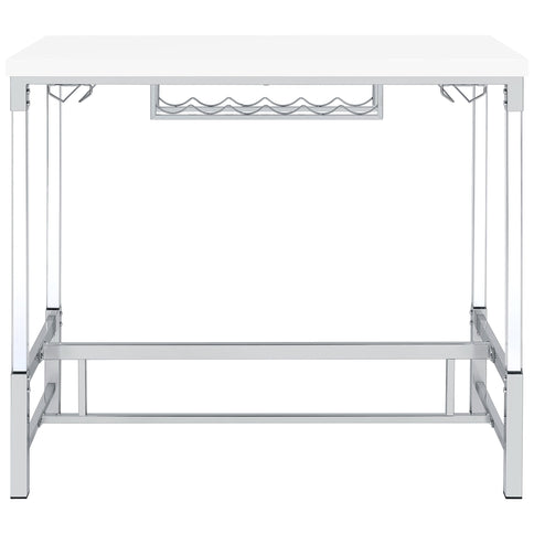 Tonneson - Bar Table With Trestle Base And Wine Storage - White