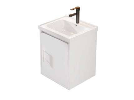 20" Floating Bathroom Vanity Combo With Wall Cabinet, Ceramic Sink & Soft Close Doors - White