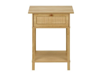 Accent Table With Storage Drawer, 2 Tier Nightstand For Living Room - Natural