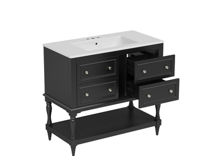 Bathroom Vanity With Medicine Cabinet, Storage Cabinet With 4 Drawers, Adjustable Shelf Mirror