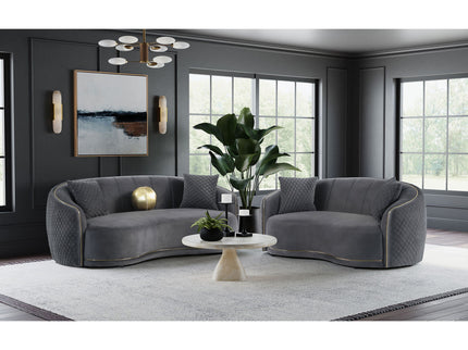 Lorraine - Upholstered Curved Loveseat - Dark Gray