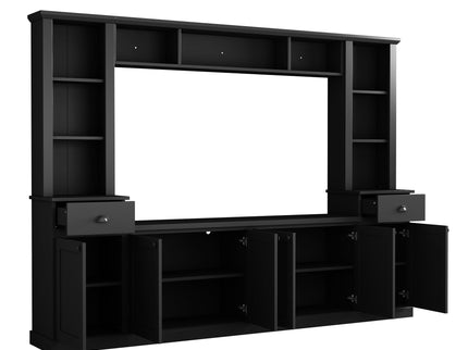 Minimalist Entertainment Wall Unit Set With Bridge For TVs Up To 75"