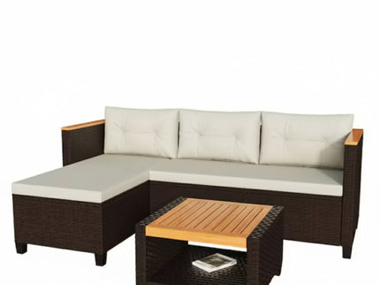 L-Shaped Patio Set With Cushions And Storage Table