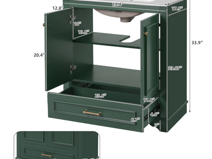 Bathroom Vanity With Sink, Cabinet & 2 Soft Closing Doors & Adjustable Shelf