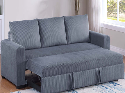 Convertible Sleeper Sofa With Pull Out Bed, Upholstery, Square Arms - Dark Gray
