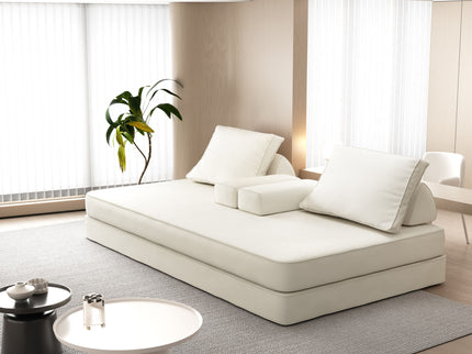 Multifunctional Convertible Sofa Bed With 2 Tumbler Backrests And 2 Pillows, Deep Seat Couch