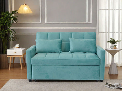 3 In 1 Convertible Sleeper Sofa Bed, Modern Fabric Loveseat Futon Sofa Couch With Pullout Bed, Small Love Seat Lounge Sofa With Reclining Backrest, Furniture For Living Room