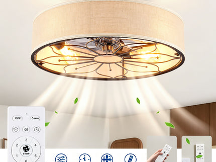 Lotus Bladeless Ceiling Fan With Remote Control For Living Room - Matte Black
