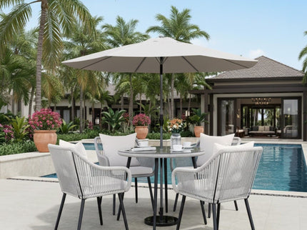 5 Piece Twisted Rattan Patio Dining Set With Table