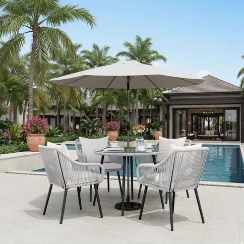 5 Piece Twisted Rattan Patio Dining Set With Table