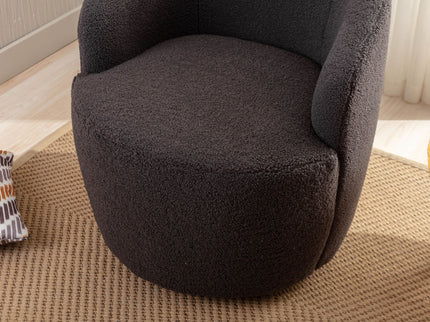 Teddy Fabric Swivel Accent Armchair Barrel Chair With Powder Coating Metal Ring
