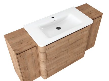 Freestanding Bathroom Vanity With Sink, 2 Small Storage Cabinets, Soft Close Doors