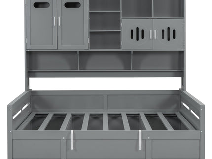 Daybed With All-In-One Cabinet And Shelf
