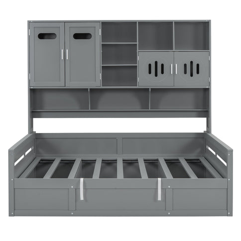 Daybed With All-In-One Cabinet And Shelf