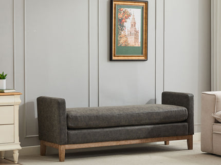 Upholstered End Of Bed Bench With Arms & 2 Bolsters For Bedroom