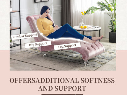 Chaise Lounge Indoor, Button Tufted Upholstered Chaise Lounge Chair With Pillow