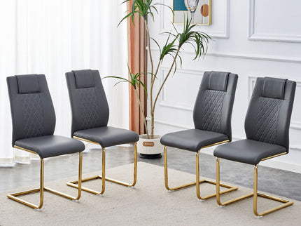 Modern Legged Upholstered Dining Chairs (Set of 4) Artificial For Kitchen And Office - Gray