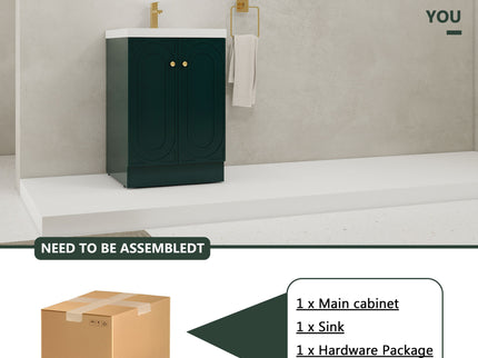 Contemporary Freestanding Bathroom Vanity With Resin Sink & Soft-Close Cabinet Doors