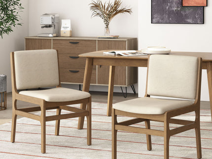 Contemporary Dining Chair Set Upholstered Fabric With Rubberwood Frame
