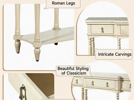 Retro Console Table With 3 Soft Close Drawers