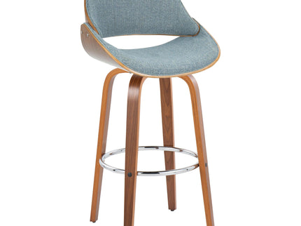 Fabrizzi - Mid Century Modern Fixed Height Barstool With Swivel With Round Footrest (Set of 2)
