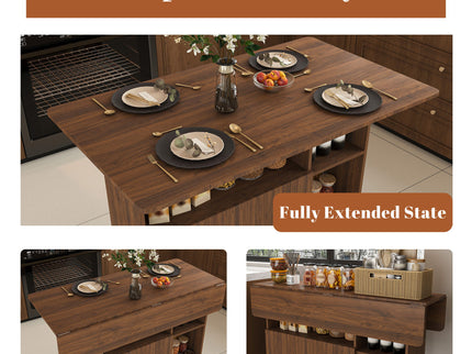 Multi Functional Folding Table With Storage Shelves And Wheels