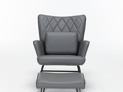Rocking Accent Chair With Lumbar Pillow And Ottoman