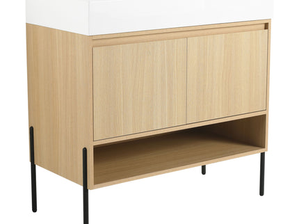 Modern Bathroom Vanity Combo With Single Resin Sink And Storage Cabinet