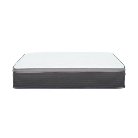 12'' Queen Size Hybrid Mattress In A Box, Plush Gel Memory Foam Mattress Top With Pocket Coil Base - Gray / White