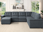 Dark Gray / 7 Seater Sectional Sofa With LAF Ottoman