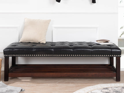 Bedroom End Of Bed Bench Tufted Upholstered End Of Bed Bench End Of Bed Entrance Shoe Bench With Nailhead Trim And Shelf Bedroom Upholstered Bench Living Room Shoe Rack Footstool