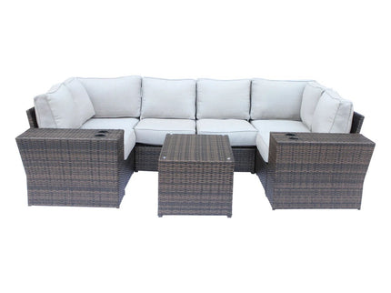 Outdoor Wicker Sectional With Weather Resistant Cushions And Table