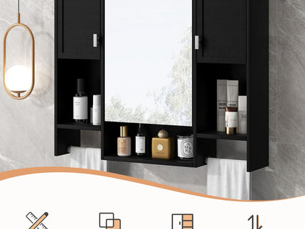 Wall Mounted Bathroom Storage Cabinet With Mirror, Medicine Cabinet With Towel Bar