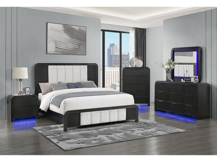 Beverly - Dresser With LED Light, Edge Pulls - White / Black