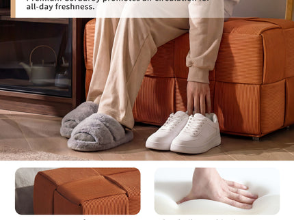 Modern Ottoman Foot Rest With Woven Design