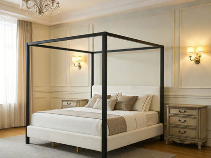 Modern Canopy Bed With Upholstery