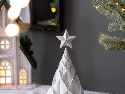 Resin / Foil Christmas Tree With Star Top (Set of 3) - White / Silver