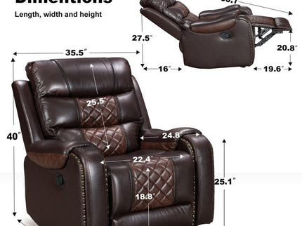 Heated Massage Recliner With Remote Control - Brown