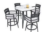 Black / 5 Pc. Table, 4 Swivel Stools